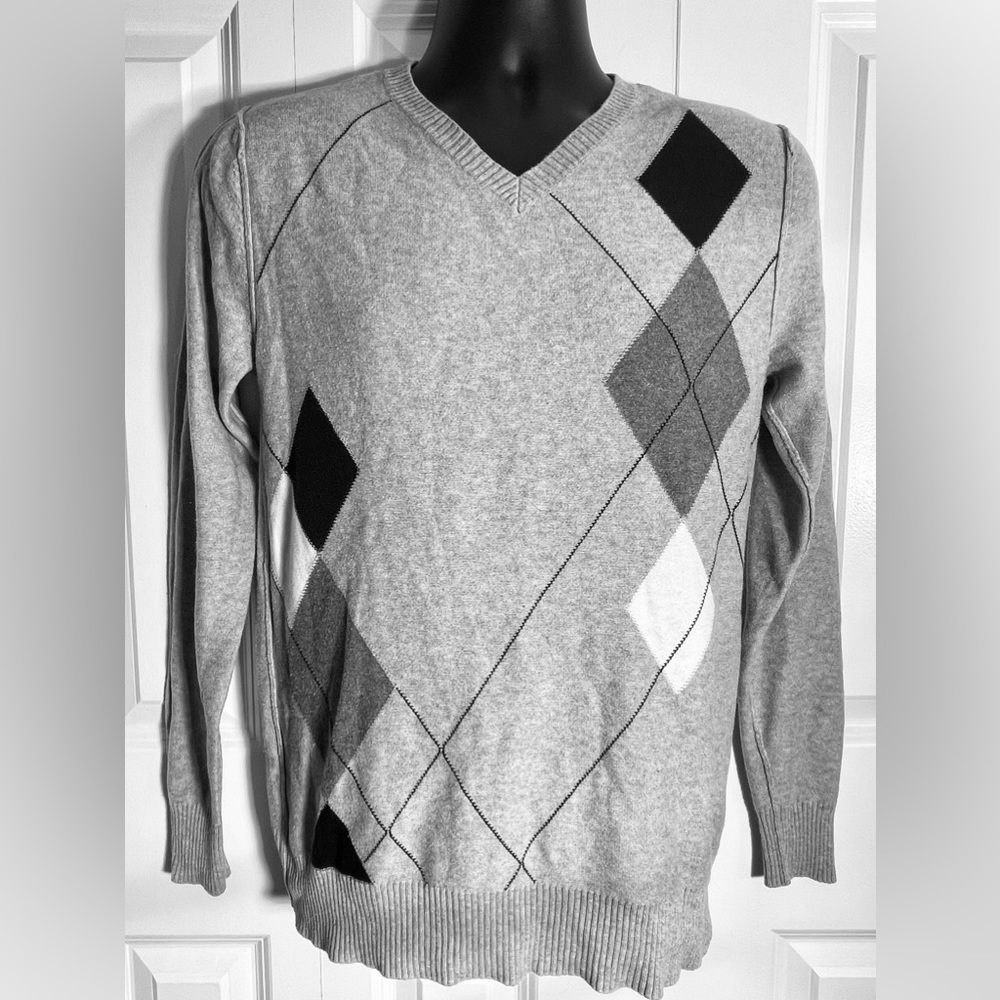 BKE Men's Argyle Long Sleeved Sweater Tee